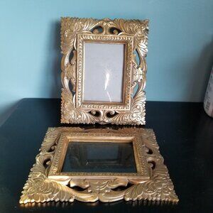Ornate Picture Frames Metal Gold toned by SIXTREES Heavy Duty Pair Set Fancy